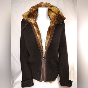 Orvis Brown Sweater with Faux Fur Lining